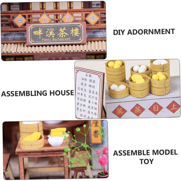 Maquette Maison Miniature Chinoise da Assemblare in Legno, Carta e Plastica, Decorazione DIY