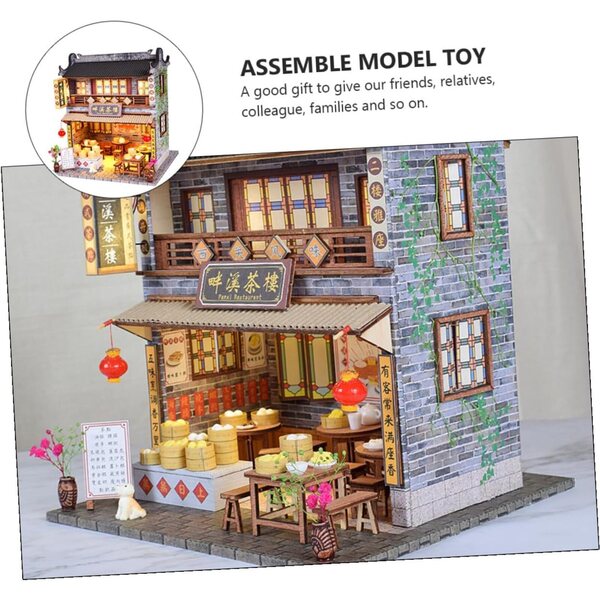 Maquette Maison Miniature Chinoise da Assemblare in Legno, Carta e Plastica, Decorazione DIY