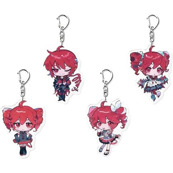 Ensemble de 4 porte-clés mignons en acrylique Anime KasaneTetos pour sac à dos et sacs 6x5 cm