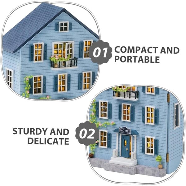 Kit Casa Miniatura in Legno con Arredi Dettagliati, Portatile e Creativo per Natale