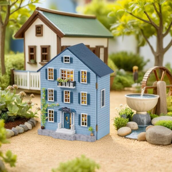 Kit Casa Miniatura in Legno con Arredi Dettagliati, Portatile e Creativo per Natale