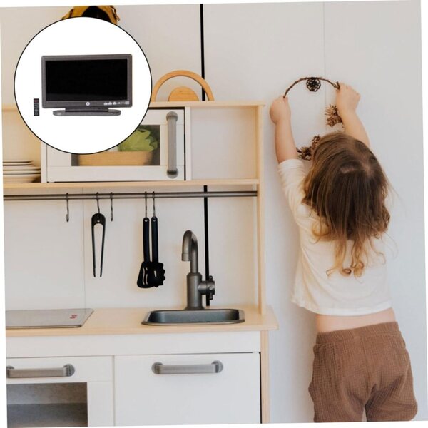 Mini TV a Schermo Piatto per Casa delle Bambole con Telecomando - Decorazione Miniatura