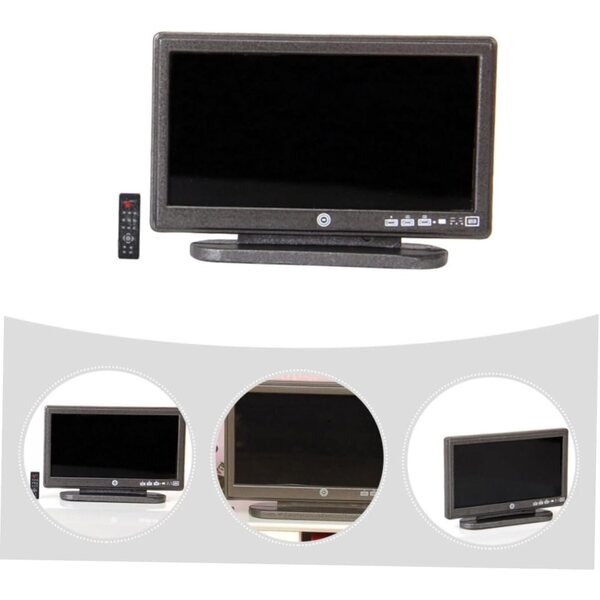 Mini TV a Schermo Piatto per Casa delle Bambole con Telecomando - Decorazione Miniatura