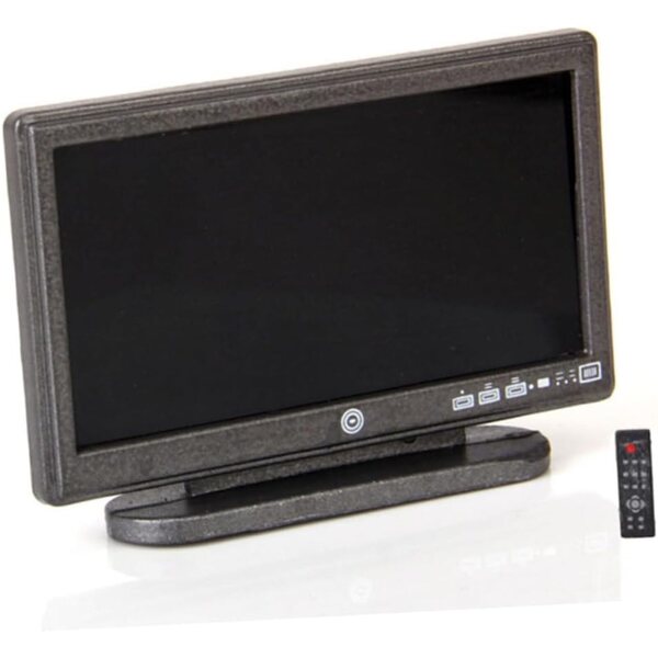 Mini TV a Schermo Piatto per Casa delle Bambole con Telecomando - Decorazione Miniatura