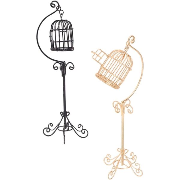 Cage a Uccellini Miniatura in Metallo per Casa delle Bambole Scala 1:12 - Set 2 pezzi