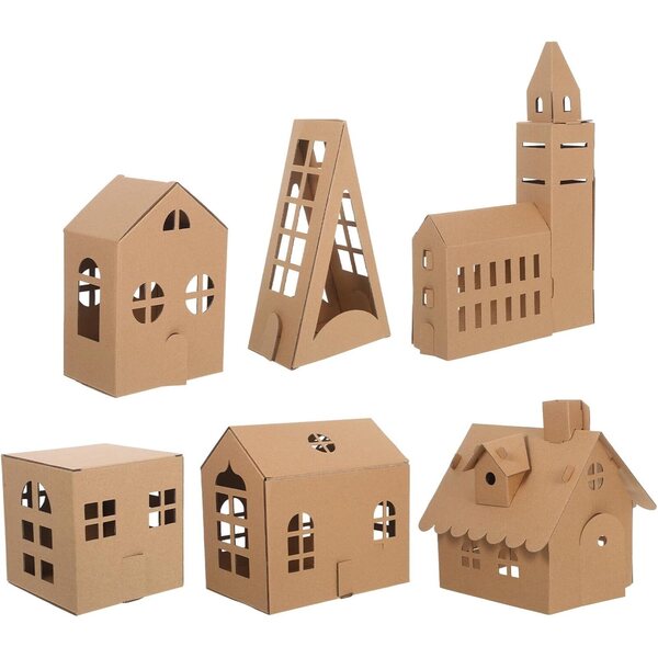 Kit Mini Case in Cartone MOKKHNB 6 Pezzi per Casa delle Bambole e Modellismo