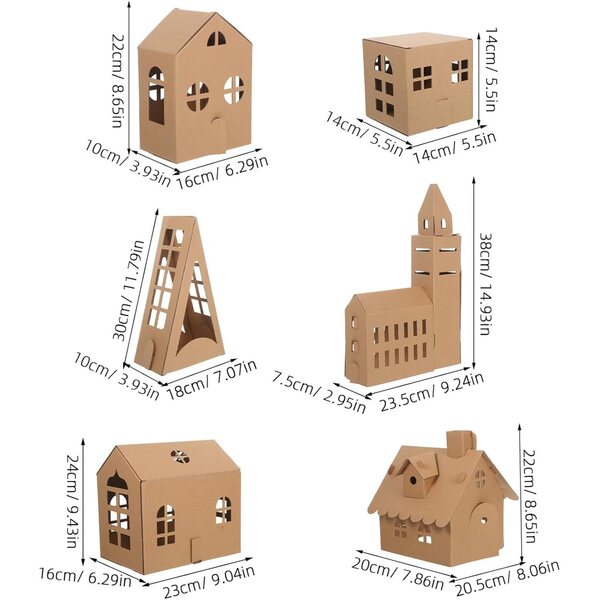 Kit Mini Case in Cartone MOKKHNB 6 Pezzi per Casa delle Bambole e Modellismo