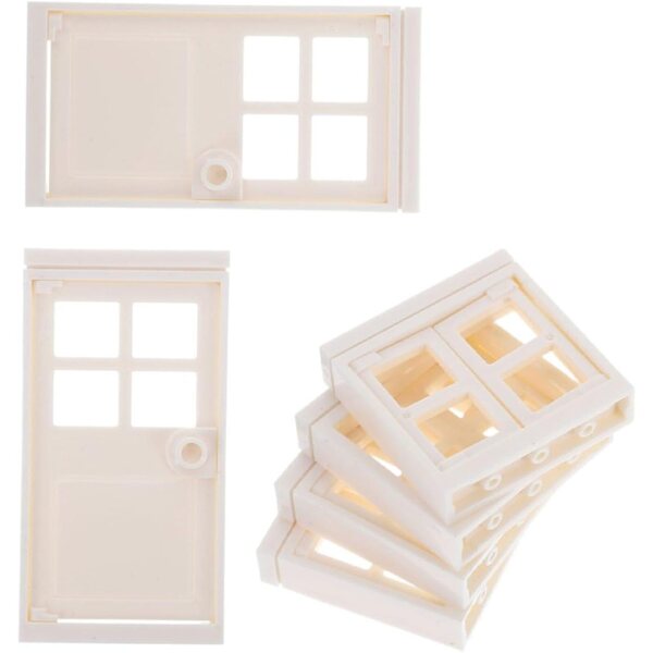 Set porte e finestre in plastica per casa delle bambole kit completo miniatura realistica