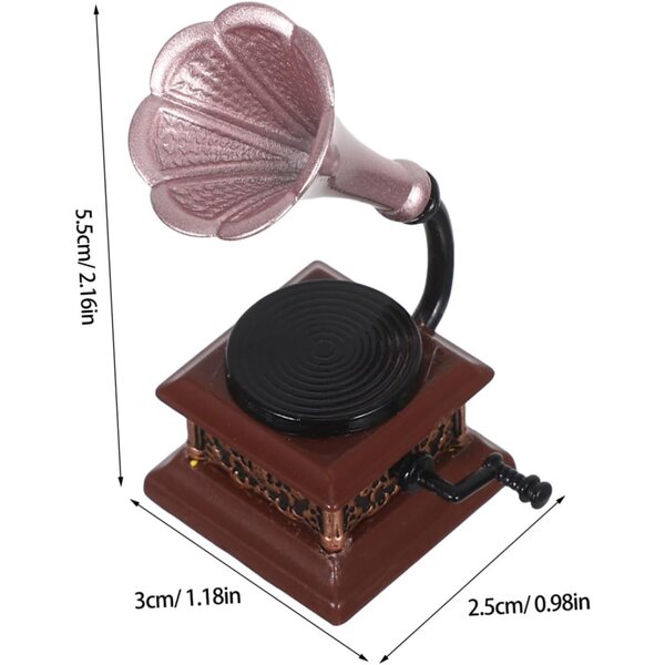 KOMBIUDA Miniatur-Vintage-Phonograph für Puppenhaus – dekoratives Accessoire