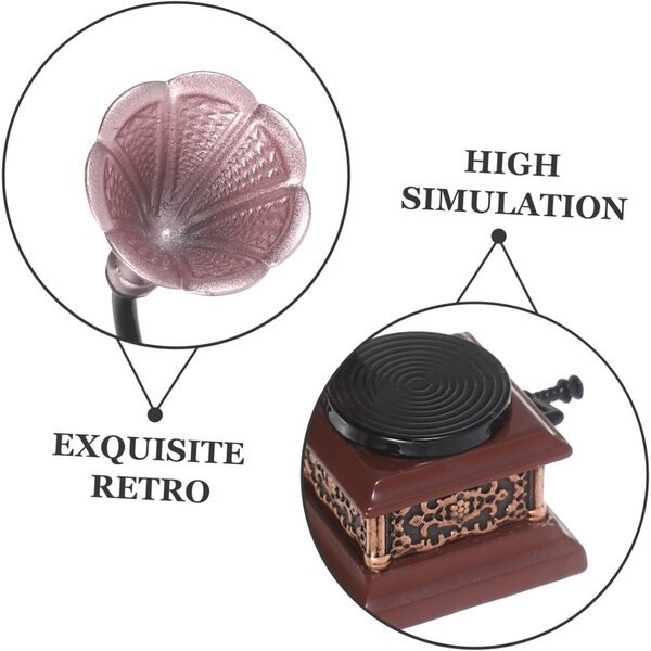 KOMBIUDA Miniatur-Vintage-Phonograph für Puppenhaus – dekoratives Accessoire
