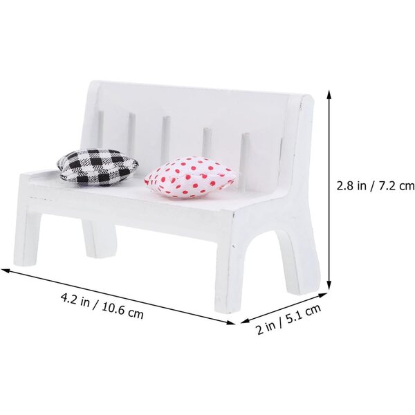 Set 2 Miniature Panche in Legno e Tessuto per Casa delle Bambole, 10,6x7,2x5,1 cm