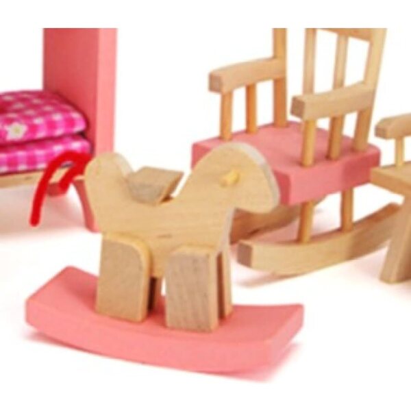 Holzmöbelset für 1:12 Puppenhaus – komplettes Schlafzimmer und Zubehör