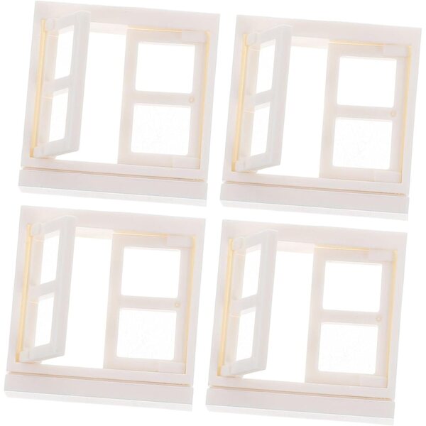 Set 4 Finestre Miniature in Plastica Realistiche per Casa delle Bambole DIY e Collezionisti
