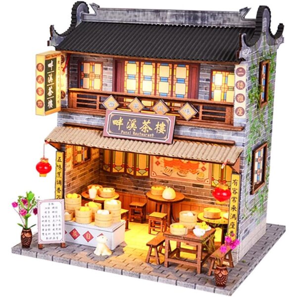 Modello Casa Cinese in Legno DIY - Kit Assemblaggio Artigianale Multicolore