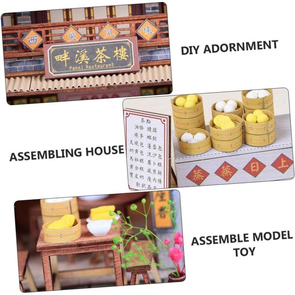 Modello Casa Cinese in Legno DIY - Kit Assemblaggio Artigianale Multicolore