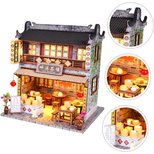 Modello Casa Cinese in Legno DIY - Kit Assemblaggio Artigianale Multicolore