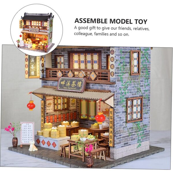 Modello Casa Cinese in Legno DIY - Kit Assemblaggio Artigianale Multicolore