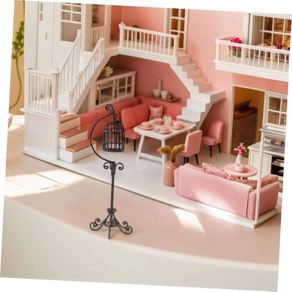 Set 2 Gabbie Miniature Apribili in Ferro per Casa delle Bambole stile Vittoriano