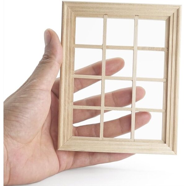 1/12 Miniatur-Holzfenster für Puppenhaus mit Gitter mit 12 Fächern