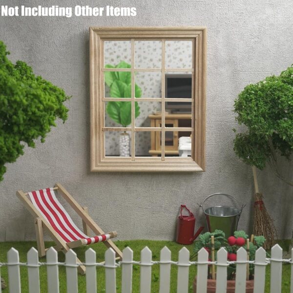 1/12 Miniatur-Holzfenster für Puppenhaus mit Gitter mit 12 Fächern
