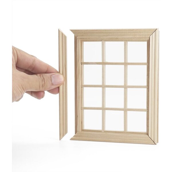 1/12 Miniatur-Holzfenster für Puppenhaus mit Gitter mit 12 Fächern