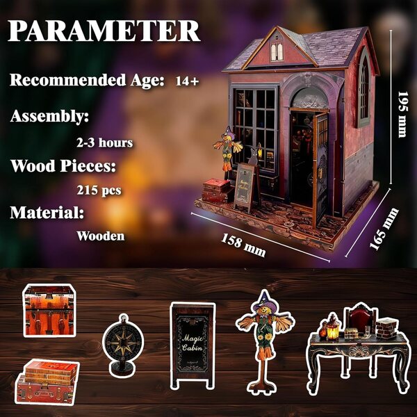 Kit casa miniatura fai da te Magic Cabin - decorazione in legno 3D magica e creativa
