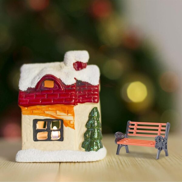 2 Miniaturbänke für Puppenhaus, Weihnachten und Dorf – Kunststoffzubehör