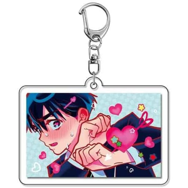 6 Cartoon Themed Acryl Keyrings - Set vu 6 faarwege a séiss Stécker