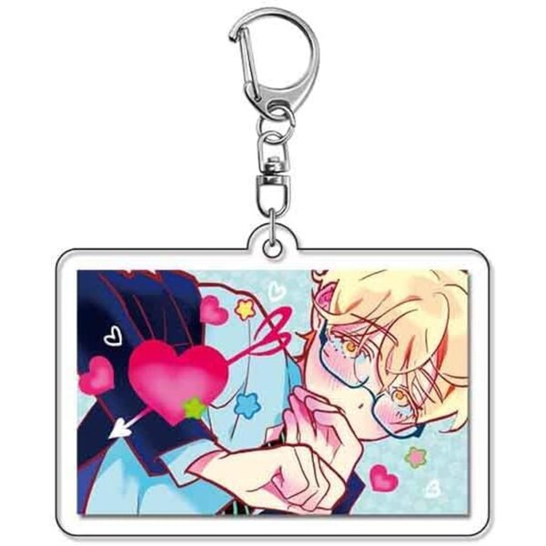 6 Cartoon Themed Acryl Keyrings - Set vu 6 faarwege a séiss Stécker