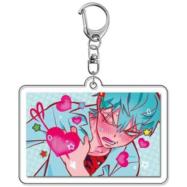 6 Cartoon Themed Acryl Keyrings - Set vu 6 faarwege a séiss Stécker