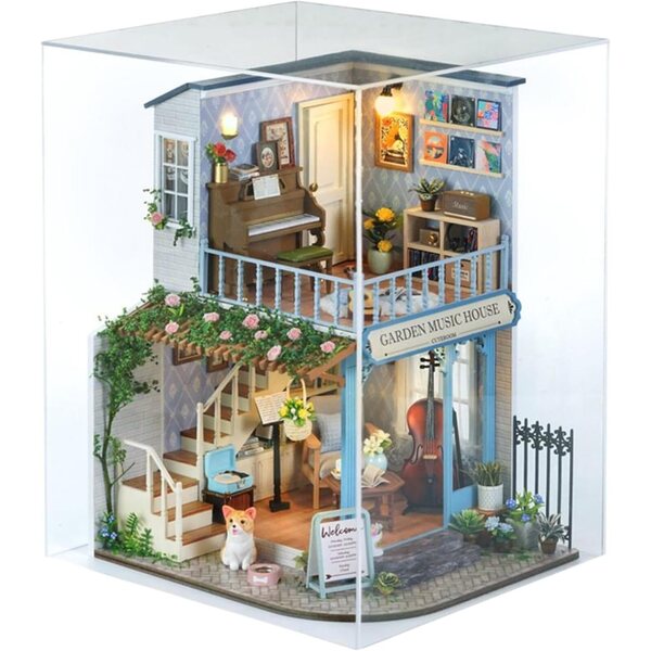 Puppenhaus-Bausatz aus Holz mit staubdichter Hülle – kreatives Familienspiel