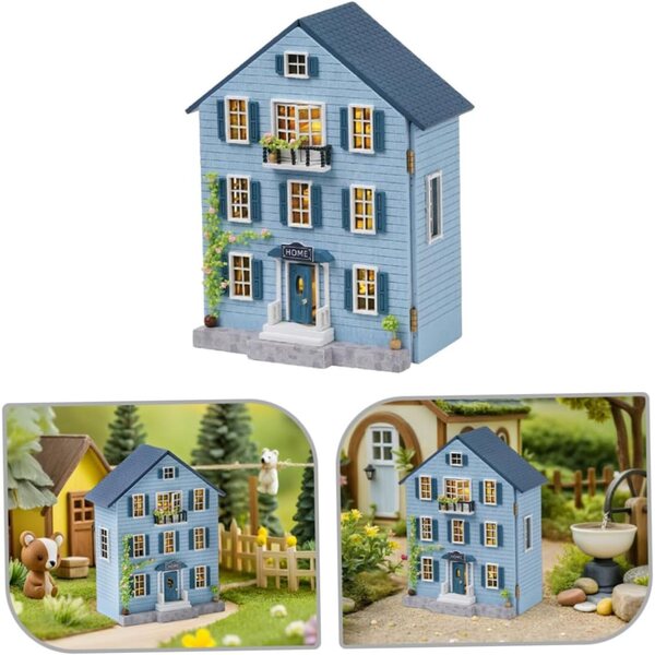DIY Holz-Miniaturhaus-Set mit Möbeln, tragbare Weihnachtsdekoration