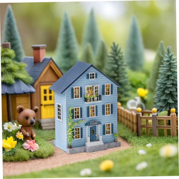 DIY Holz-Miniaturhaus-Set mit Möbeln, tragbare Weihnachtsdekoration
