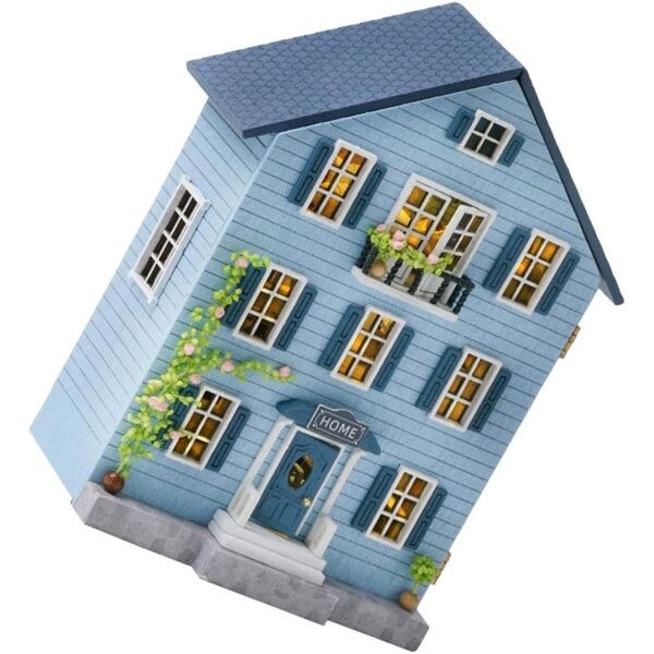 Kit Casa Miniatura di Natale in Legno con Mobili e Accessori | LRXIYODE
