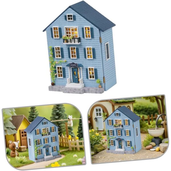Kit Casa Miniatura di Natale in Legno con Mobili e Accessori | LRXIYODE