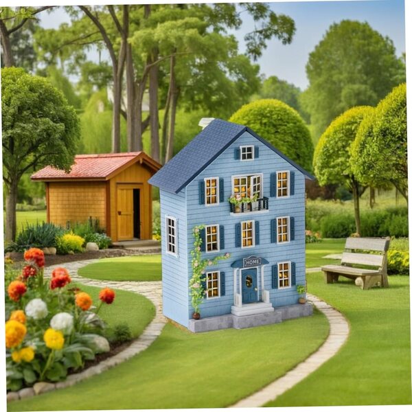 Kit Casa Miniatura di Natale in Legno con Mobili e Accessori | LRXIYODE