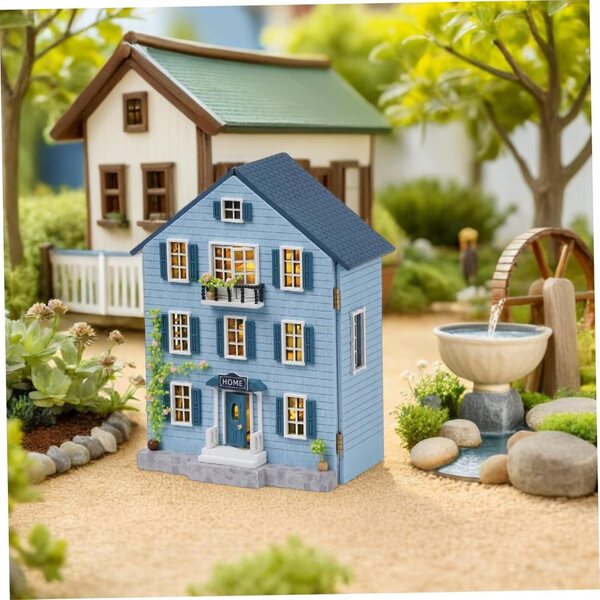 Kit Casa Miniatura di Natale in Legno con Mobili e Accessori | LRXIYODE