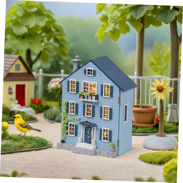 Kit Casa Miniatura di Natale in Legno con Mobili e Accessori | LRXIYODE