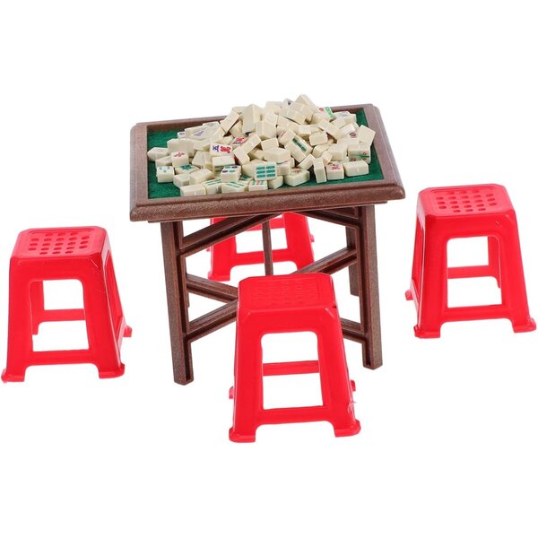 Set Miniatura Tavolo e Sedie Mahjong in Plastica per Case Bambole – Realistico e Durevole