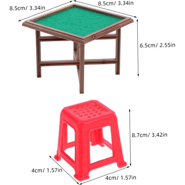Set Miniatura Tavolo e Sedie Mahjong in Plastica per Case Bambole – Realistico e Durevole