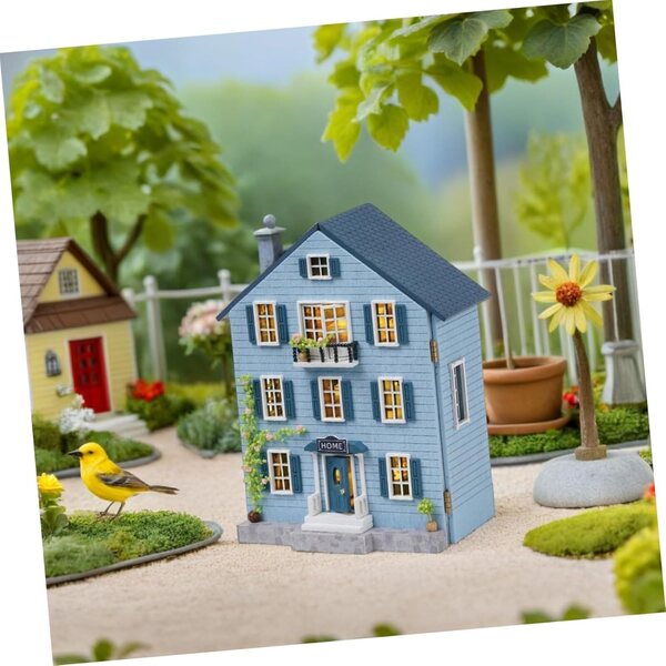 Mini-Puppenhaus-Bausatz aus Holz mit Möbeln für Kinder und Jugendliche, tragbar, zum Selbermachen