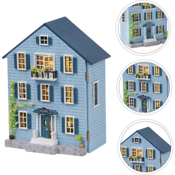 Mini-Puppenhaus-Bausatz aus Holz mit Möbeln für Kinder und Jugendliche, tragbar, zum Selbermachen