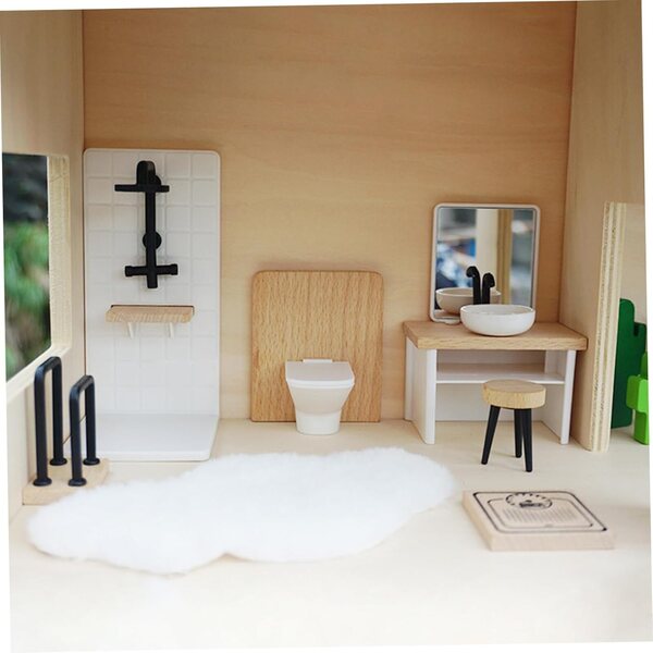 Set bagno 1:12 per casa delle bambole in legno 8 pezzi NASSMOSSE accessori miniatura