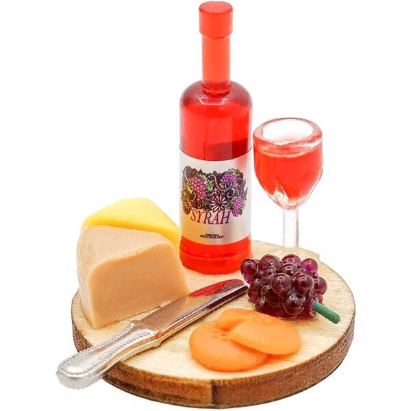 Puppenhaus-Miniatur-Essensset 1:12 – Käse, Wein und Trauben