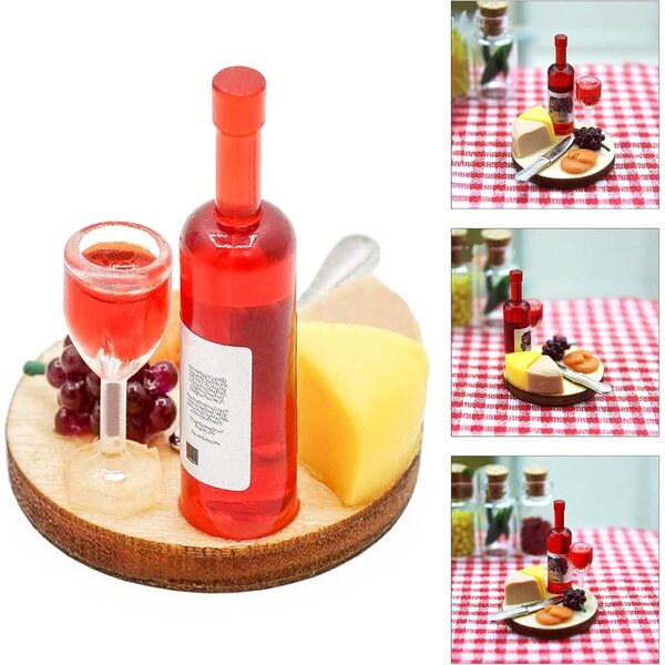 Puppenhaus-Miniatur-Essensset 1:12 – Käse, Wein und Trauben
