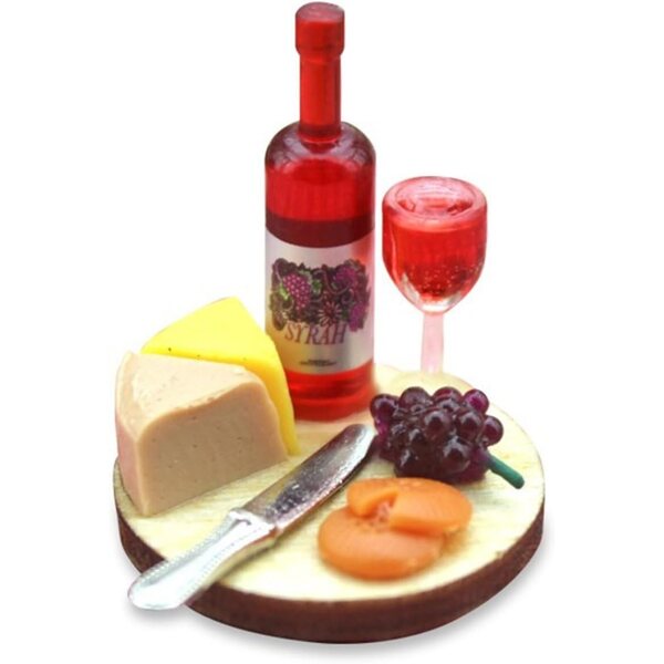 Puppenhaus-Miniatur-Essensset 1:12 – Käse, Wein und Trauben