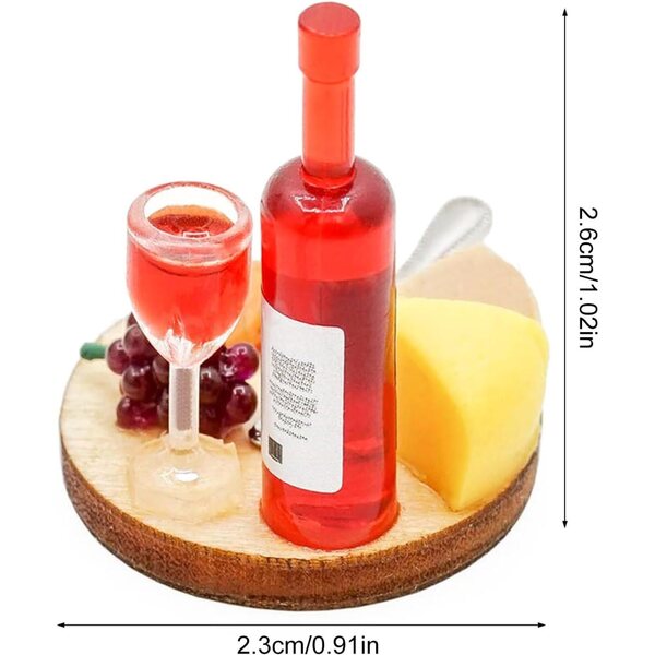 Puppenhaus-Miniatur-Essensset 1:12 – Käse, Wein und Trauben
