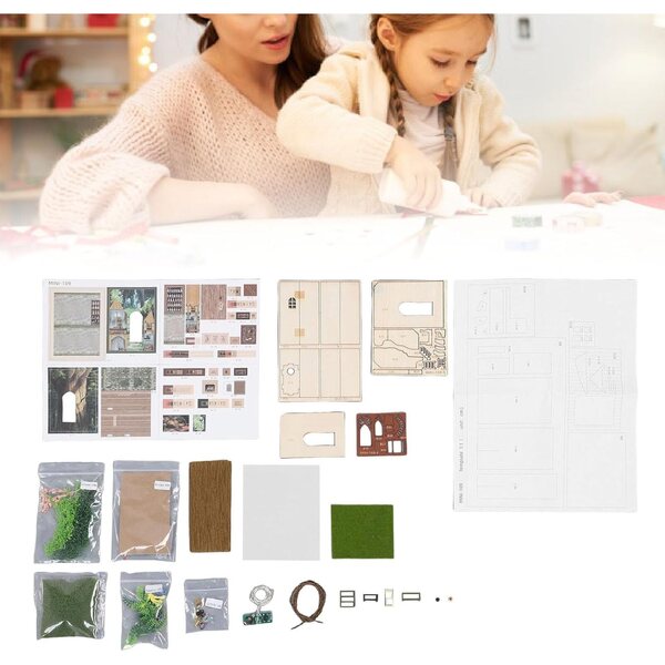 Kit Casa in Miniatura Fai-da-Te LIZEALUCKY con Striscia Luminosa e Accessori Completi