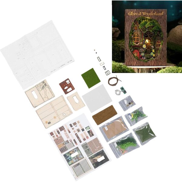 Kit Casa in Miniatura Fai-da-Te LIZEALUCKY con Striscia Luminosa e Accessori Completi