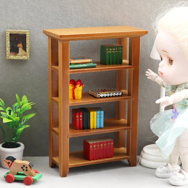 Étagère miniature 4 niveaux in legno per casa delle bambole 1/12, decorazione creativa